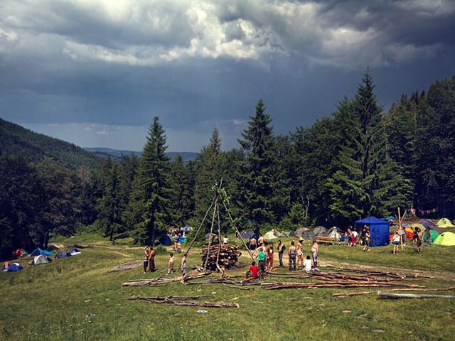 складывание ватры