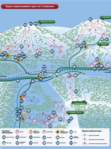 карта склонов горнолыжного курорта «Динамо-Тростян»