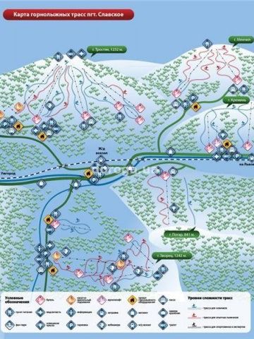 карта склонов горнолыжного курорта «Славское-Менчил»