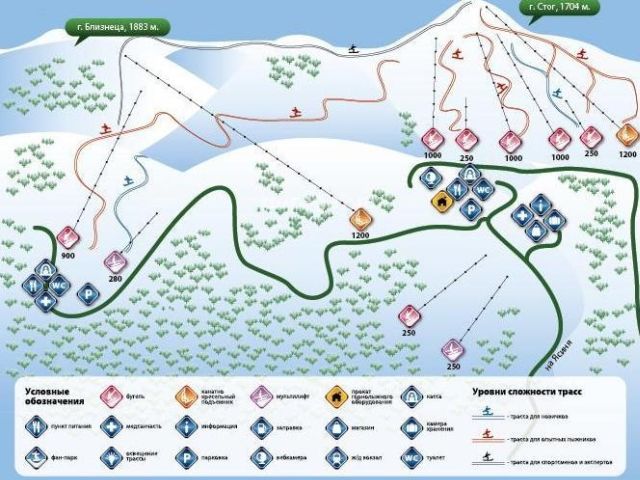 карта склонов горнолыжного курорта Драгобрат