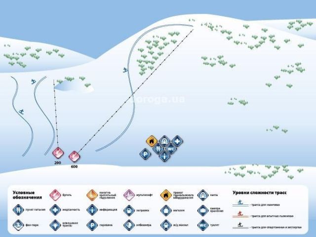 карта трассы горнолыжного курорта «Розлуч»(«Бйоковский Двор»)